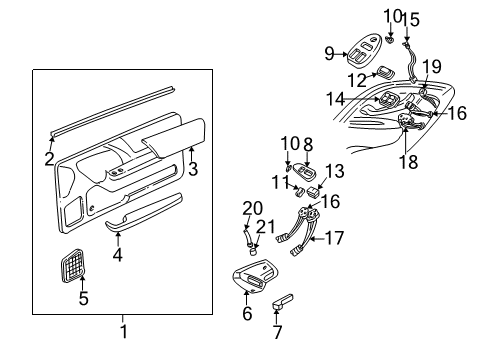 1993 Chevy Camaro Speaker Assembly, Radio Front Side Door Diagram for 16204521