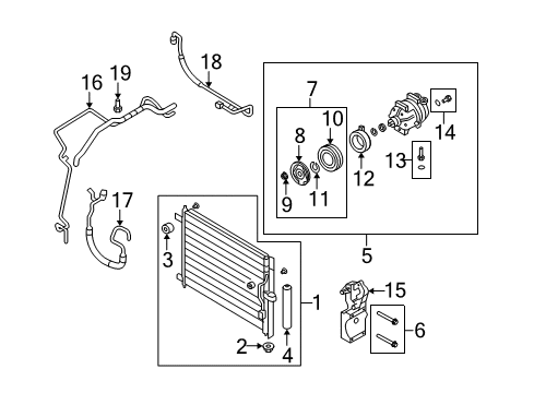 2008 Chevy Aveo A/C Condenser, Compressor & Lines Diagram