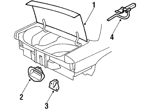 1987 Chevy Corsica Hinge Assembly, Rear Compartment Lid Diagram for 22589939