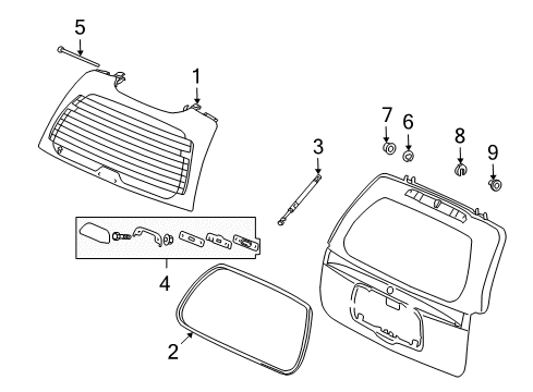 2005 Buick Rainier Window Assembly, Lift Gate Diagram for 25917707