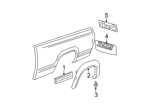 1999 GMC Sierra 2500 Exterior Trim - Pick Up Box Diagram 6 - Thumbnail