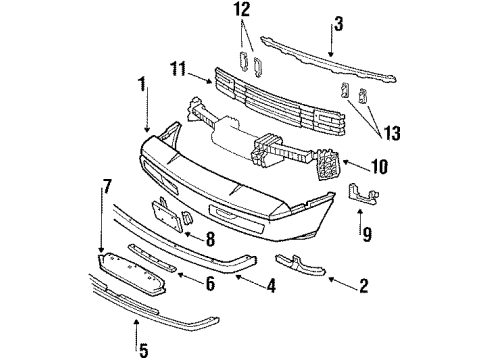 1987 Pontiac Fiero Front Bumper Fascia Emblem Assembly "Fiero" Diagram for 10040813