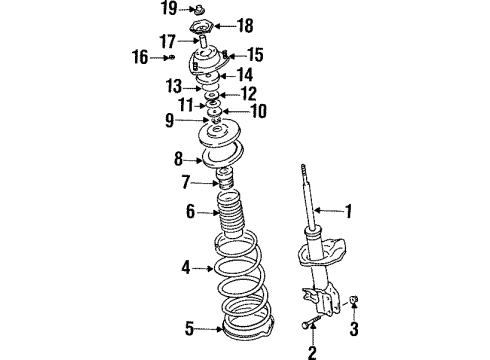 1998 Chevy Metro Cover, Front Suspension Strut Spring Diagram for 96060524