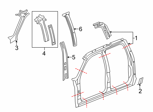 2009 Chevy Avalanche Reinforcement Assembly, Front Side Door Opening Frame Diagram for 10393086