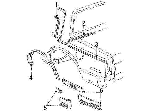 1988 Oldsmobile 98 Molding, Roof Drip Rear Diagram for 20628951