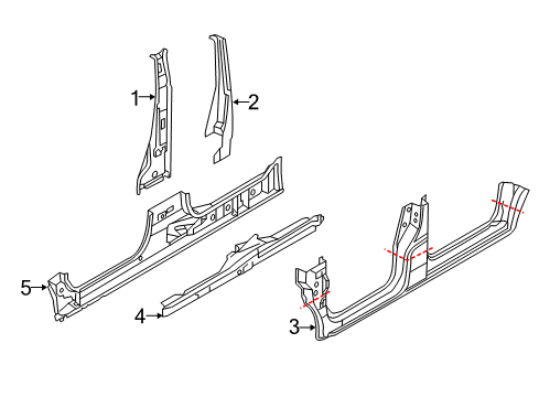 2015 Chevy City Express Panel,Center Pillar Inner Diagram for 19317110