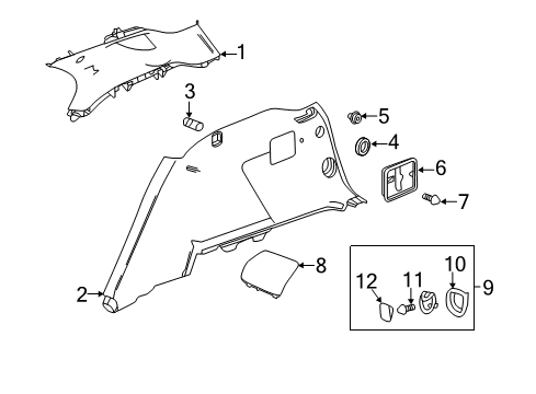 2021 Chevy Equinox Interior Trim - Quarter Panels Diagram