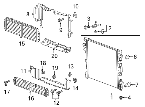 2018 Chevy Traverse Bracket, Radiator Upper Diagram for 84254448