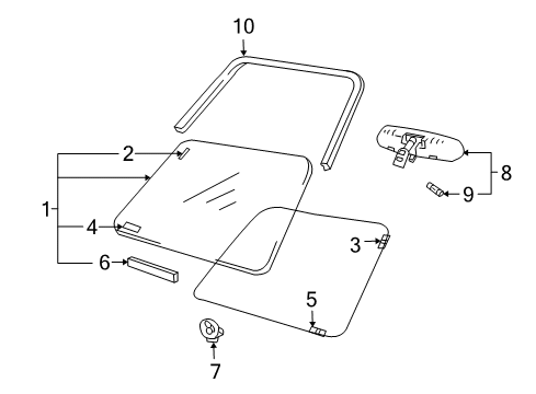 2000 Chevy Tracker Mirror Asm,Inside Rear View (On Esn) Diagram for 30021547