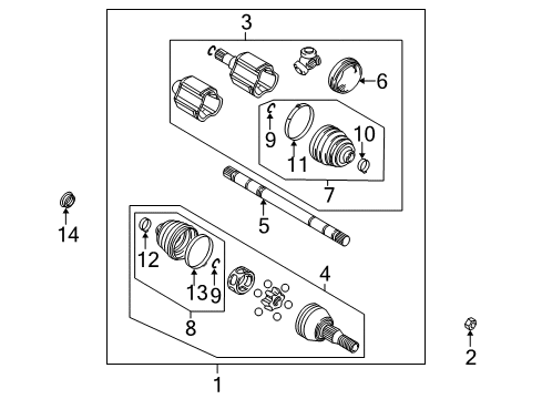 2006 Buick Rendezvous Boot Kit, Front Wheel Drive Shaft Cv Joint Diagram for 15269918