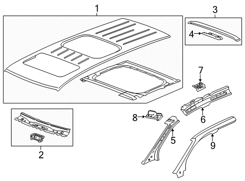 2016 GMC Acadia Roof & Components Diagram 1 - Thumbnail