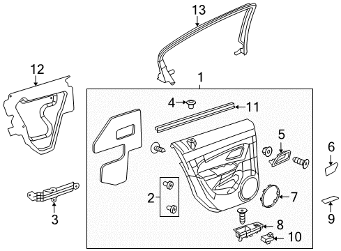 2013 Chevy Cruze Strip, Rear Side Door Rubber *Jet Black Diagram for 96951326