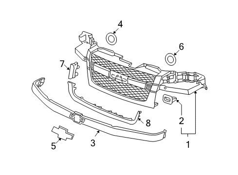 2010 Chevy Colorado Molding, Radiator Grille Upper Diagram for 10360878