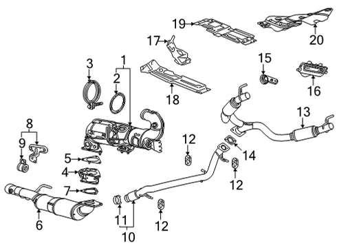 2023 GMC Yukon Shield, Exh Frt U/B Ht Diagram for 84685549