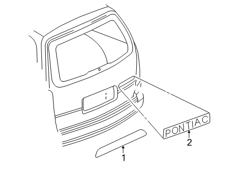 2005 Pontiac Montana Liftgate Emblem Diagram for 15259669