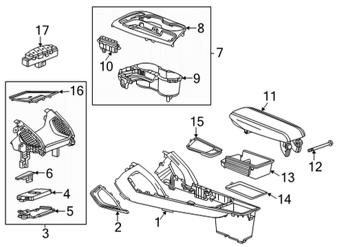 2021 Chevy Trailblazer LINER-F/FLR CNSL COMPT *JET BLACK Diagram for 42590778