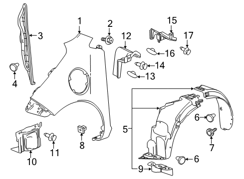 2014 Chevy Spark EV Liner Assembly, Front Wheelhouse Diagram for 95292441