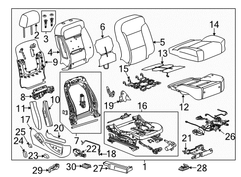 2014 Chevy Silverado 1500 Passenger Seat Components Diagram 3 - Thumbnail