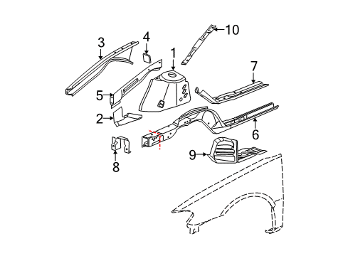 2006 Buick LaCrosse Structural Components & Rails Diagram