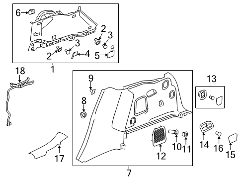 2018 Buick Envision Interior Trim - Quarter Panels Diagram