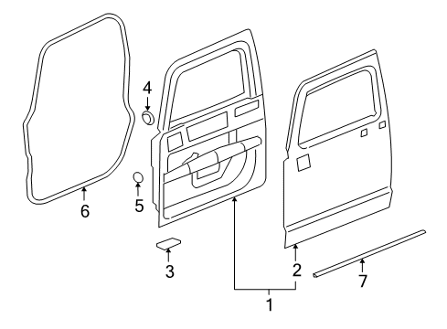 2010 Hummer H3T Weatherstrip,Front Side Door Diagram for 25931868