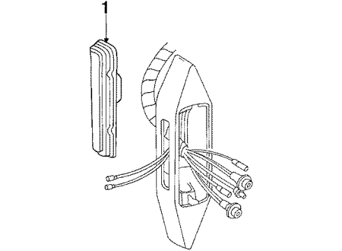 1990 Cadillac Brougham Lamp Assembly, Rear Side Marker & Reflx Diagram for 5975563