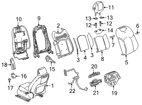 2020 Cadillac CT6 Passenger Seat Components Diagram 1 - Thumbnail