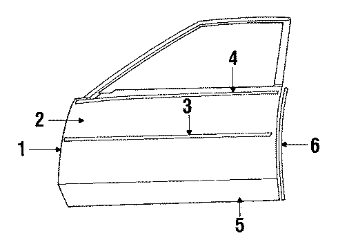 1985 Cadillac Seville Molding,Front Side Door Upper Diagram for 20237686