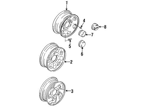 1998 Chevy Tracker Wheels, Covers & Trim Diagram