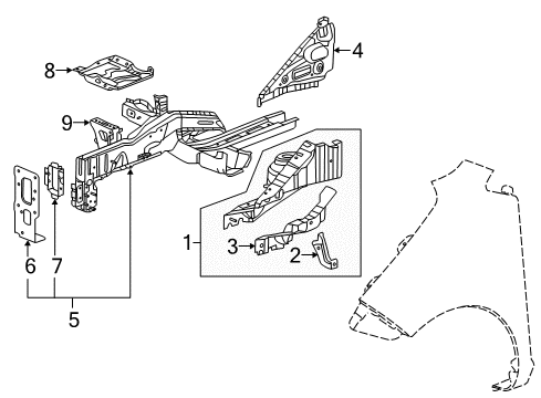 2013 Chevy Spark Reinforcement,Front Wheelhouse Panel Lower Diagram for 95967348