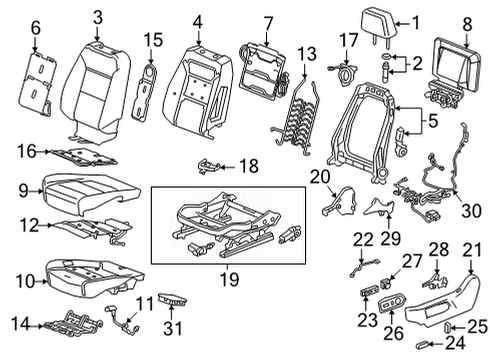 2023 GMC Yukon XL Frame Assembly, F/Seat Cush Diagram for 13526969