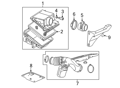 2009 GMC Yukon Duct Assembly, Air Cleaner Outlet Diagram for 15901934