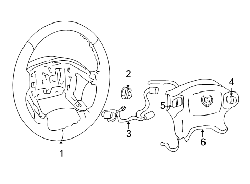 2001 Cadillac Seville Steering Wheel Assembly *Gray Diagram for 16867093