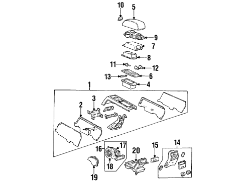 1997 Cadillac Eldorado CONSOLE, Floor Console Diagram for 12371870