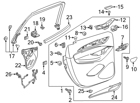 2019 Buick Enclave Regulator Assembly, Rear S/D Wdo Diagram for 84973075