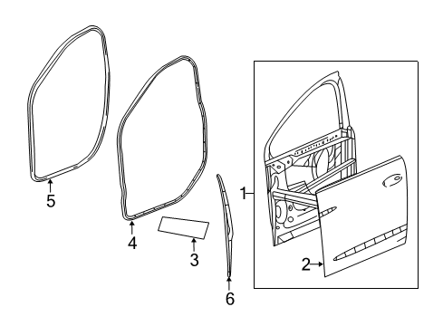 2020 Buick Enclave Weatherstrip Assembly, Front Side Door Front Auxiliary Diagram for 23204905