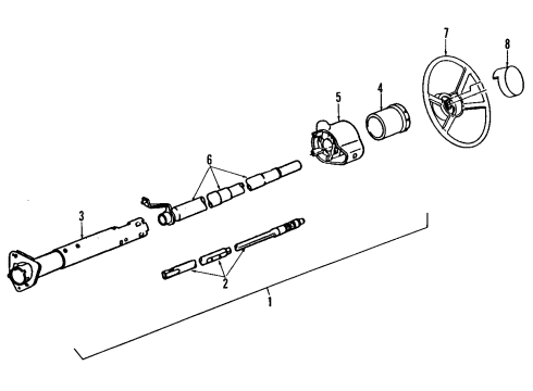 1995 GMC Safari Steering Wheel ASSEMBLY*Black* Diagram for 17997338