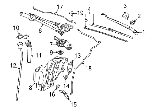 2013 Cadillac XTS Wiper & Washer Components Diagram