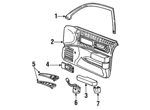 1994 Buick Roadmaster Molding,Front Side Door Window Garnish Diagram for 10217243