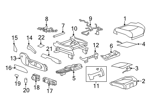 2010 GMC Acadia Plate, Passenger Seat Adjuster Switch Mount *Light Cashmere Diagram for 20792496