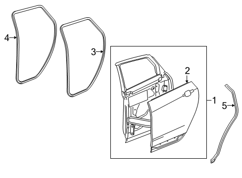 2023 Cadillac XT5 Weatherstrip Assembly, Rear S/D (Door Si) Diagram for 84228134