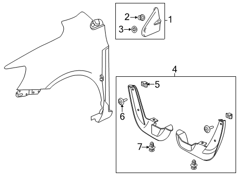 2014 Chevy Sonic Front Splash Guards in Mosaic Black Metallic (for Sedan Models) Diagram for 95463818