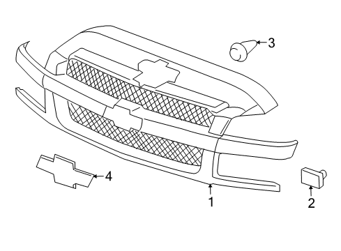 2002 Chevy Avalanche 2500 Radiator Grille Emblem Diagram for 15077065