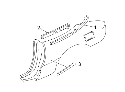 1999 Chevy Cavalier Molding Assembly, Rear Quarter Center Front <Use 1C4N*Gold Diagram for 22606247