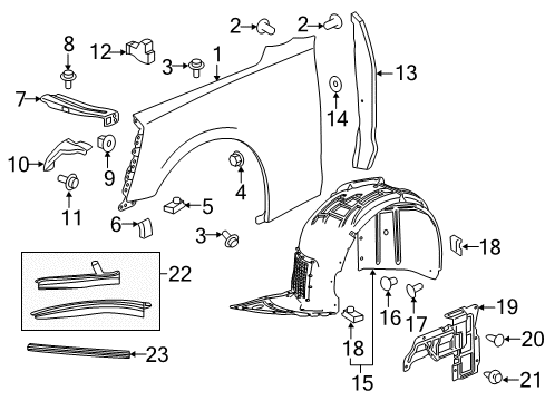 2019 Chevy Camaro Liner Assembly, Front W/H Diagram for 84922608