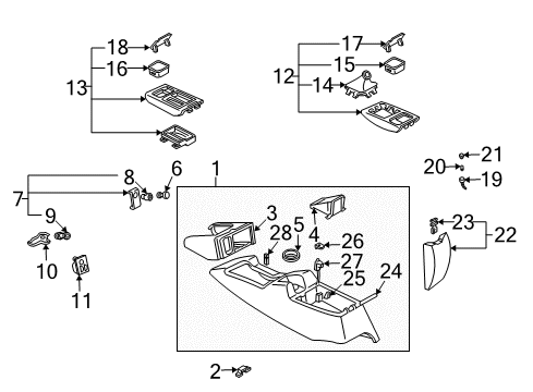 1994 Chevy Camaro Mat,Front Floor Console Compartment Diagram for 17997732