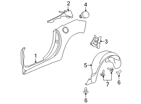 2009 Pontiac Solstice Filler Asm,Quarter Outer Panel (RH) Diagram for 19151120