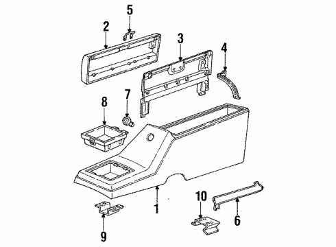 1986 GMC S15 Jimmy Support, Front Floor Console Front Diagram for 14046119