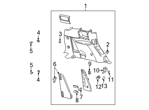 2002 Buick Rendezvous Cover Asm,Body Side Rear Trim Panel Stowage Compartment*Gray Diagram for 88948534