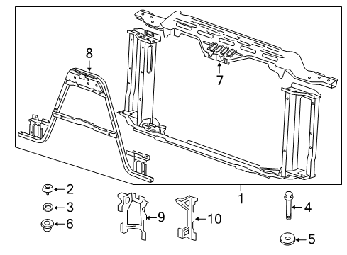 2014 GMC Sierra 3500 HD Support Assembly, Front End Upper Tie Bar Diagram for 25934719